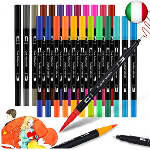 Brush Pen Lettering, JYUYNY 24 Colori Pennarelli con Doppia